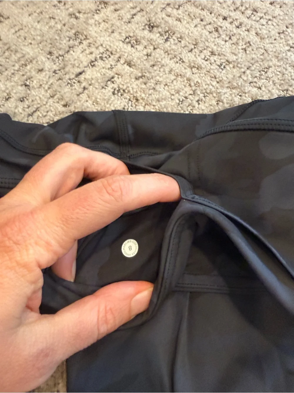 Lululemon fast and free crop 8 Black/Grey Camo Active Leggings